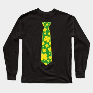 Irish Shamrock Clover Tie Funny St Patricks Day Long Sleeve T-Shirt